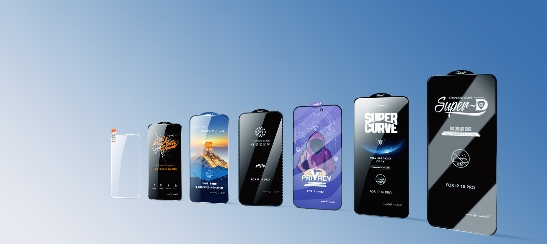 Full range of Mietubl mobile phone screen protectors